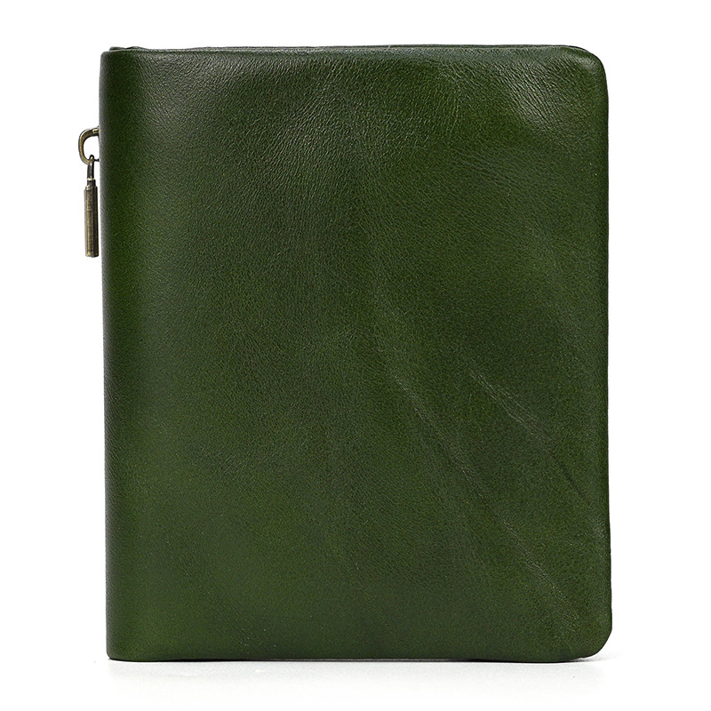 genuine leather small wallet advanced oily leather men's and women's bi-fold wallet coin purse first layer cowhide multiple card slots coin pocket Item Picture