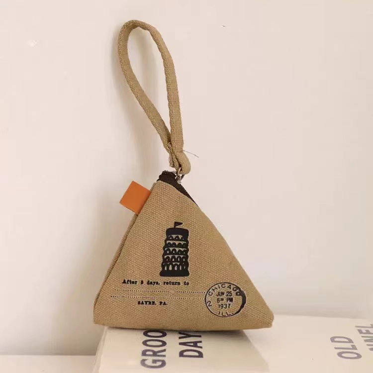 tower personalized creative retro zongzi coin purse cute mini canvas bag coin bag female storage key case for men details Picture