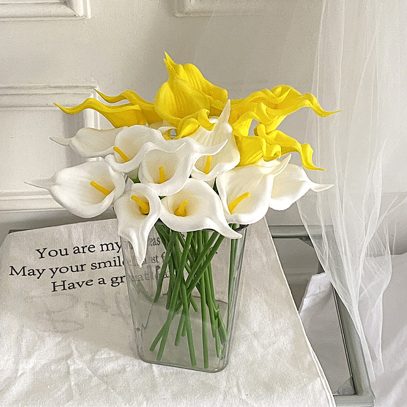 pu mini common calla artificial/fake flower wedding bouquet home decor floriculture simulation plant cross-border wholesale full figure