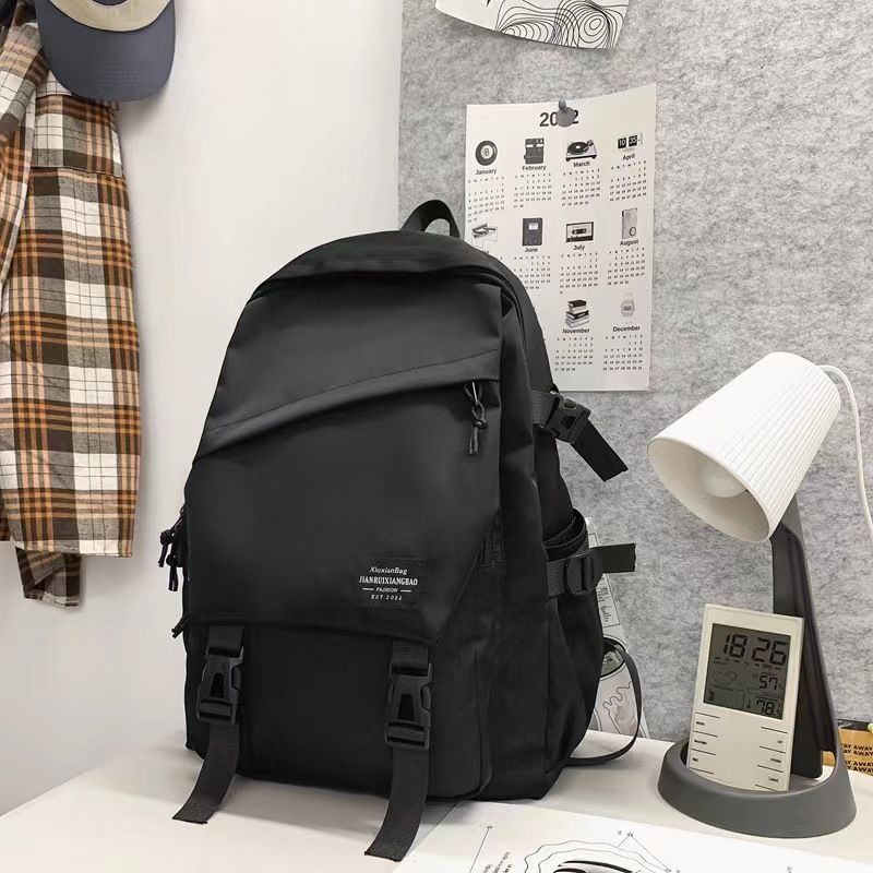 ins backpack men's simple versatile large capacity leisure travel backpack female junior high school student high school and college student schoolbag full figure