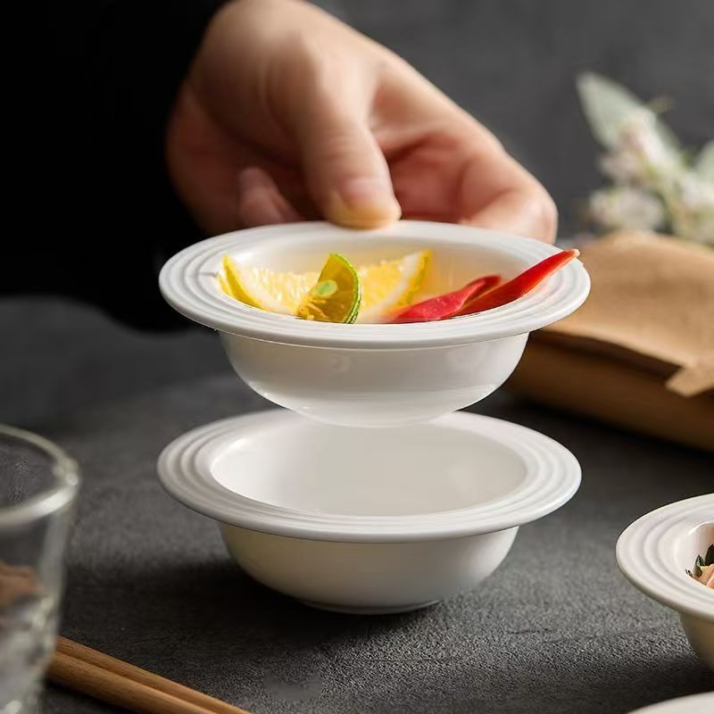 ceramic pure white straw hat dish domestic hot pot sauce dish good-looking dumpling seasoning seasoning soy sauce dish snack dish details Picture