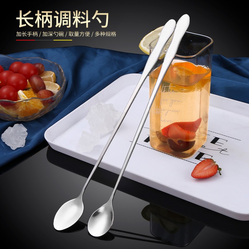 gourd handle ice spoon lengthened stainless steel tableware stirring spoon coffee spoon creative long handle ice-cream spoon household spoon full figure