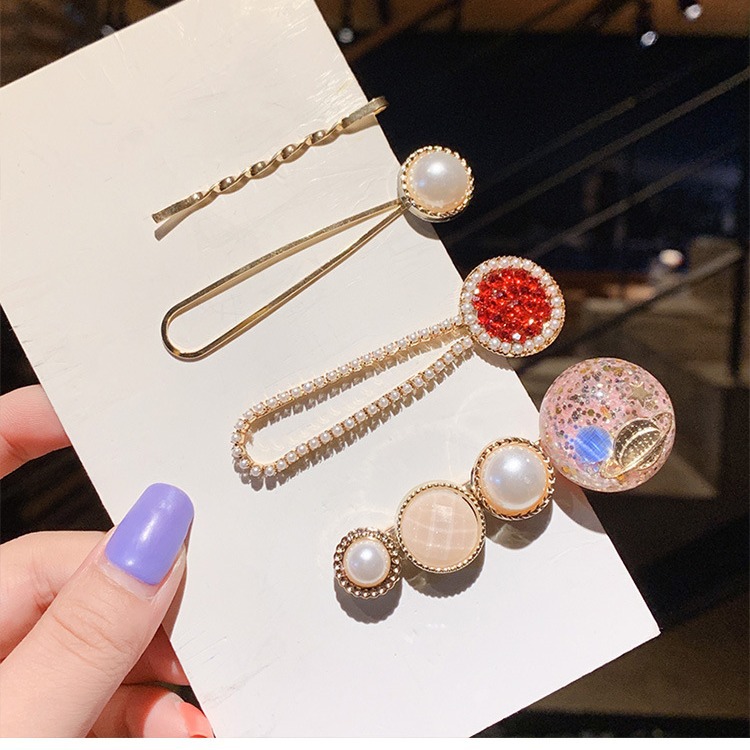 barrettes female korean internet celebrity side pearl back head headdress clip girl clip little girl bang clip hairpin details Picture