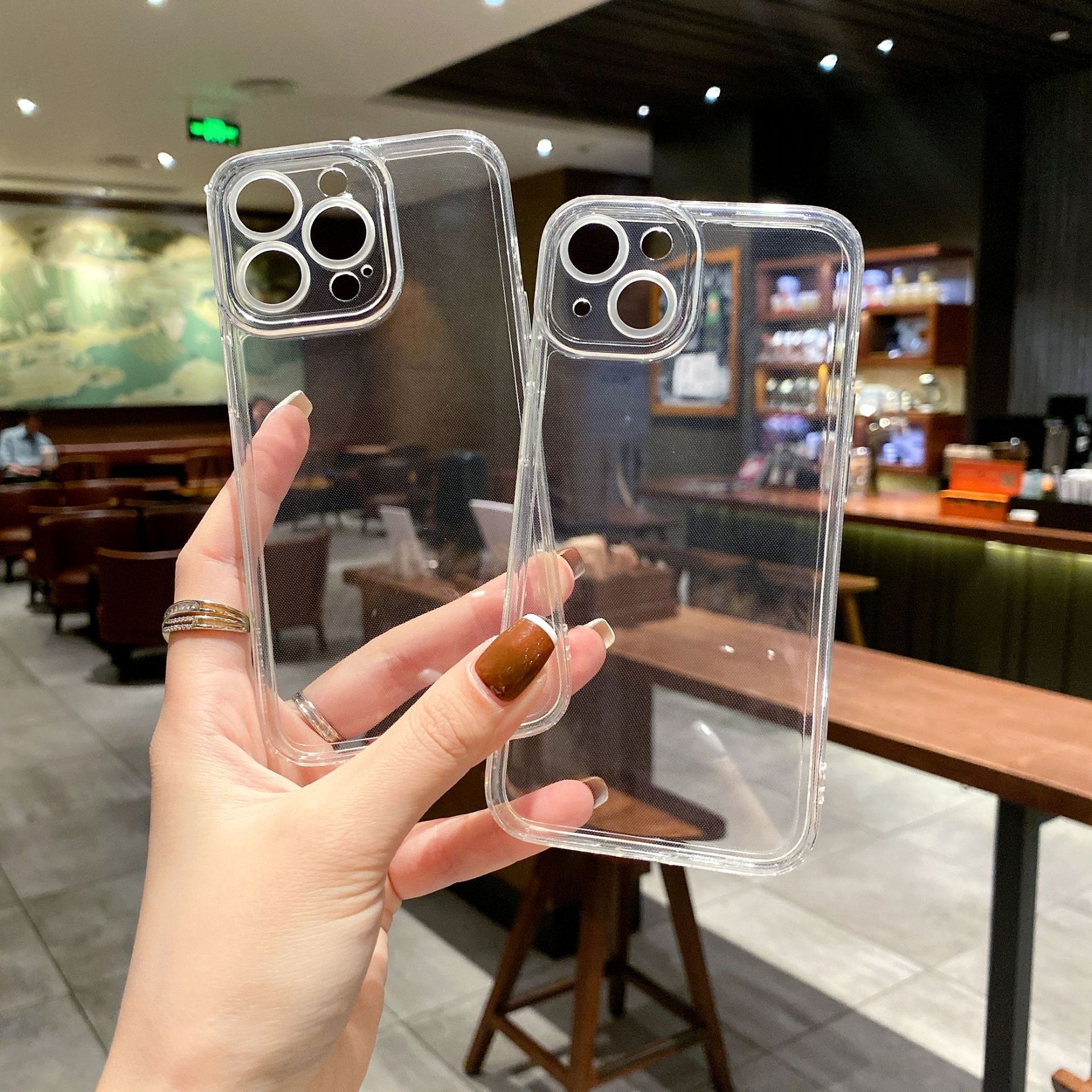 transparent straight edge for apple 15promax phone case tpu soft iphone11 all wrapped simple 16 protective case Application Scenario