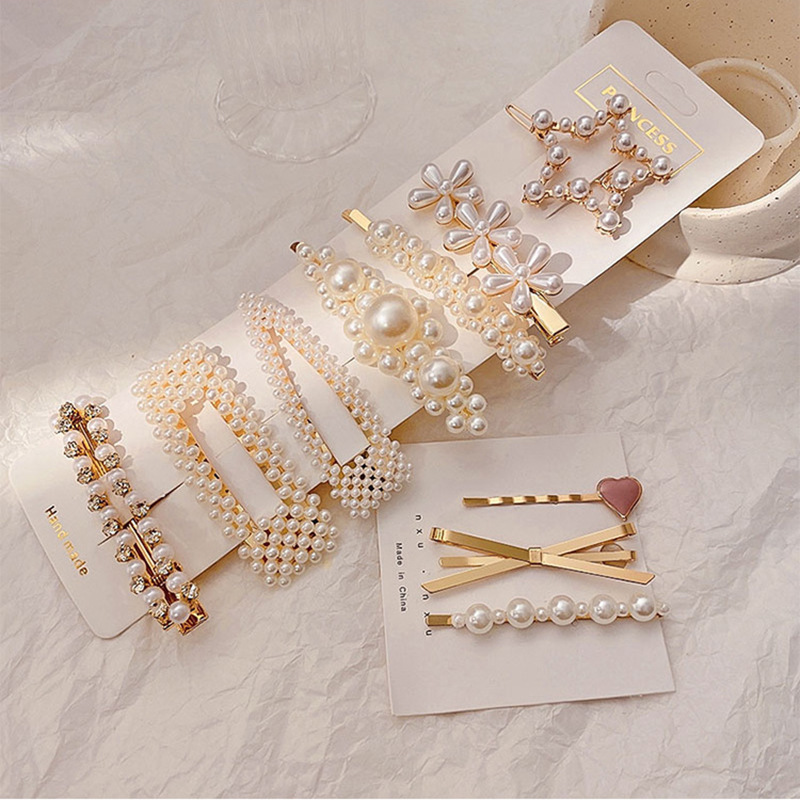 korean ins pearl barrettes female online influencer girl side clip word clip simple hair clip bb clip clip top clip headdress Application Scenario
