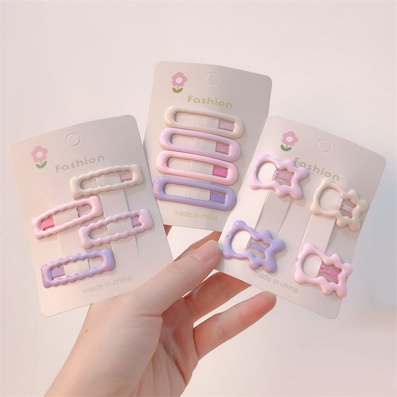 gradient fancy pink star hairpin internet celebrity side broken hair bangs bb clip girl heart joker hairclip headdress Specification drawing