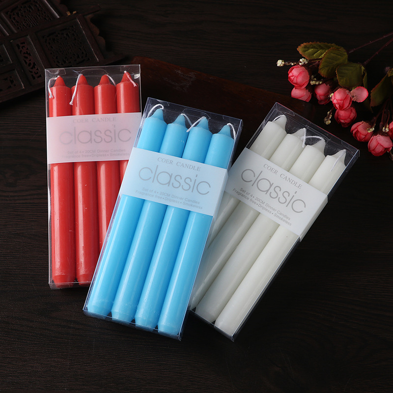 european-style classic red and white straight pole candle power failure emergency long brush holder candle romantic wedding candlelight dinner props cross-border full figure