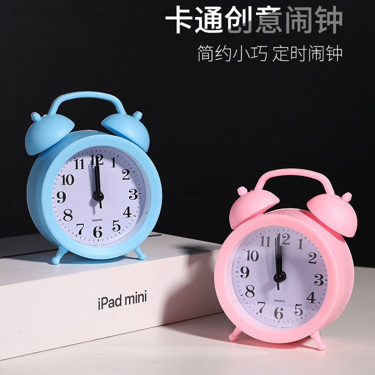 bedroom creative little alarm clock student mute bedside clock personalized convenient use simple clock children cartoon alarm full figure