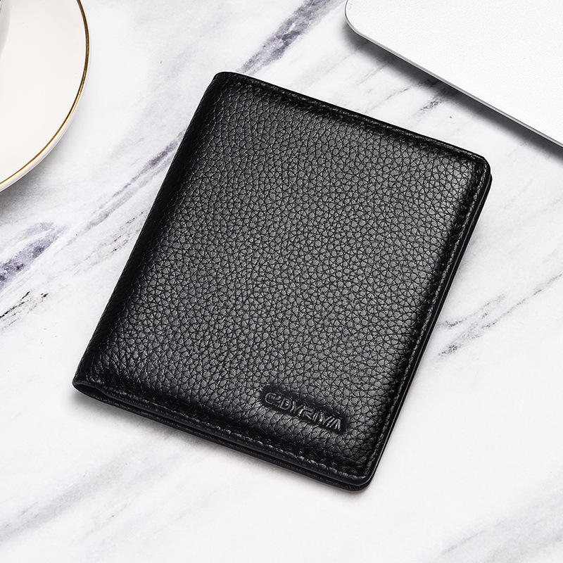 leather wallet men's short 2025 new thin change wallet card holder simple first layer cowhide wallet wholesale details Picture