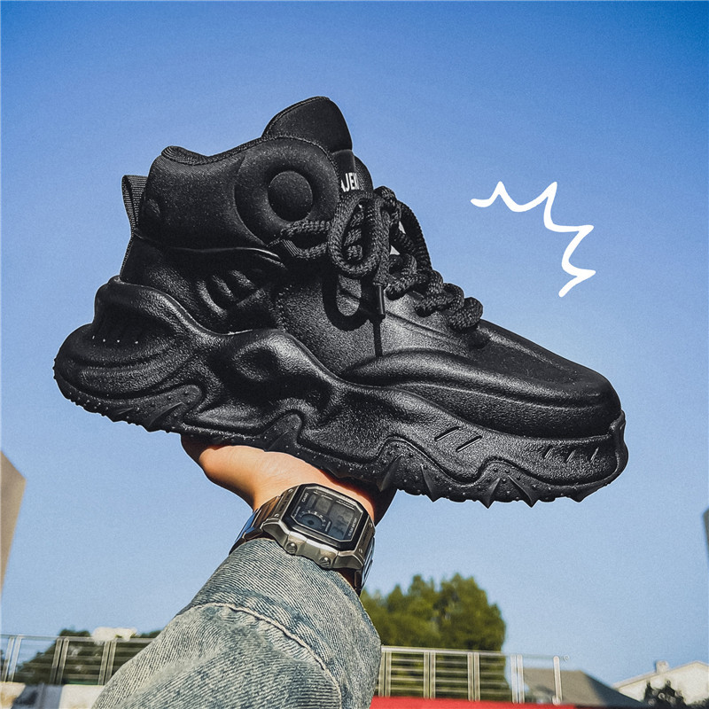 2025 new mid-top men's shoes trendy all-match fashionable platform shoes non-slip breathable and wearable shock-absorbing casual sneakers full figure