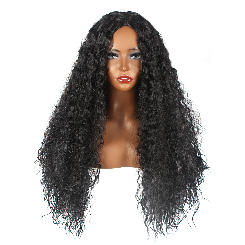 cross-border chemical fiber wig european and american ladies african black long hair small curly head cover matte high-temperature fiber source factory details Picture