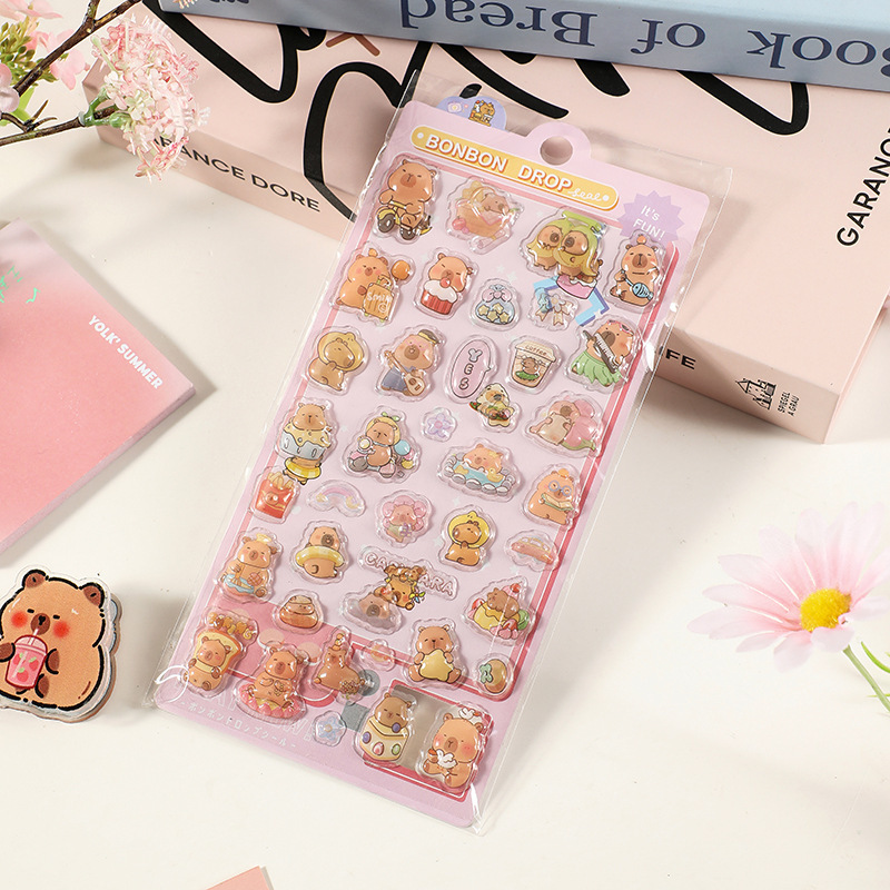 cartoon three-dimensional floating fun stickers crystal diamond children's decorative stickers 3d stickers cute relief stickers girl full figure