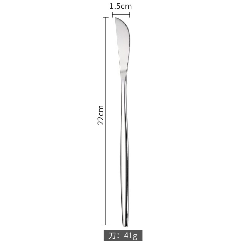 cross-border handle portugal stainless steel knife, fork and spoon tableware four-piece set 24pcs dessert spoon fork steak knife Specification drawing