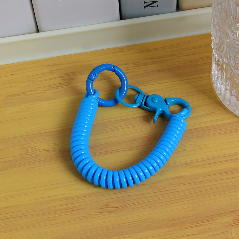 spring rope key chain pendant mobile phone anti-separation rope key chain color elastic retractable lanyard school bag bag charm Item Picture