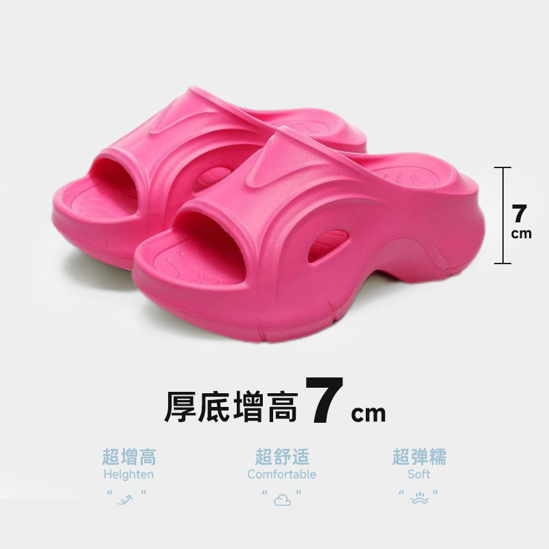 eva raise the bottom cross-border slippers women's 2025 summer new outdoor fashion european and american style beach drooping platform shoes details Picture