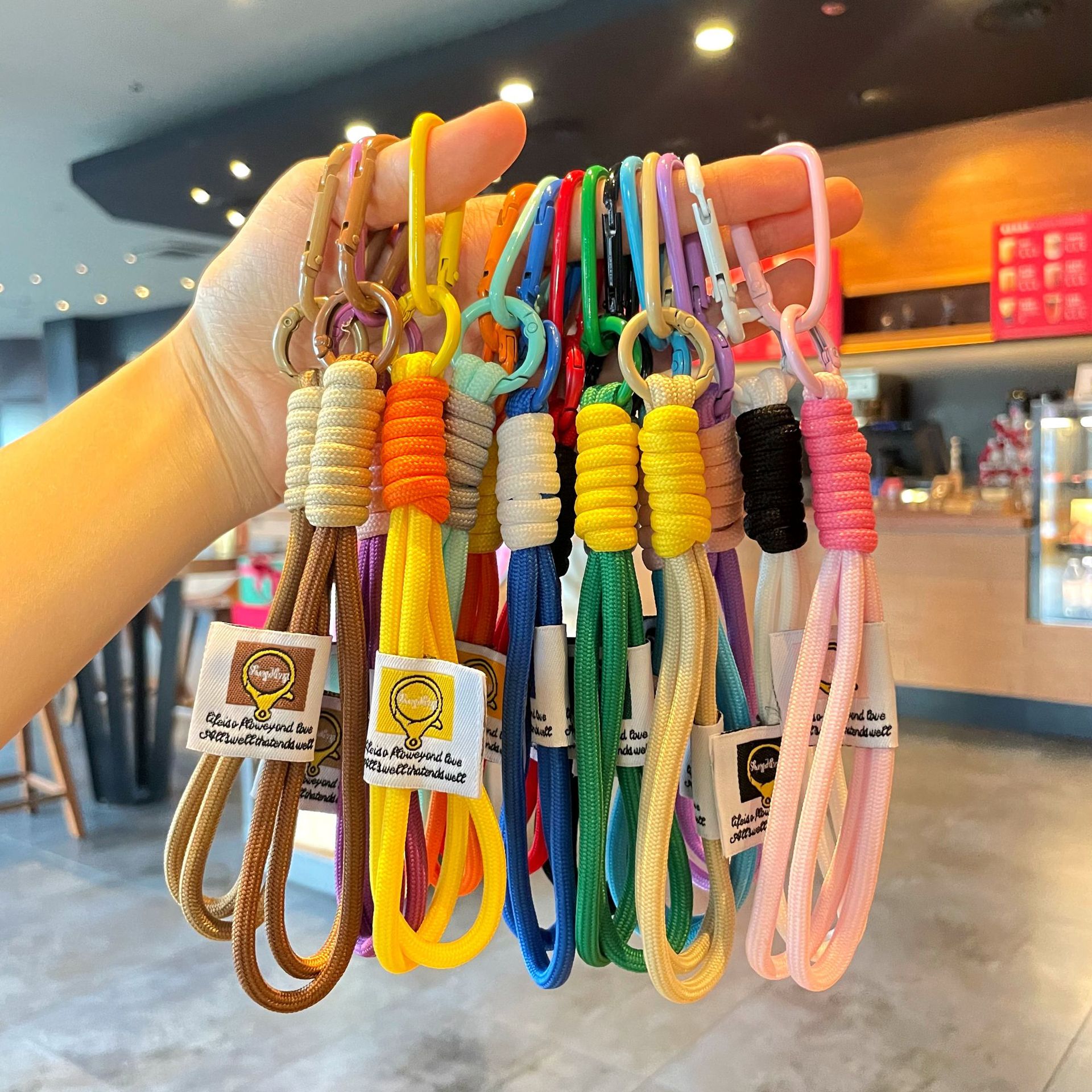 simple style handmade braided rope contrast color lanyard keychain phone case portable carrying strap diy trendy niche pendant full figure