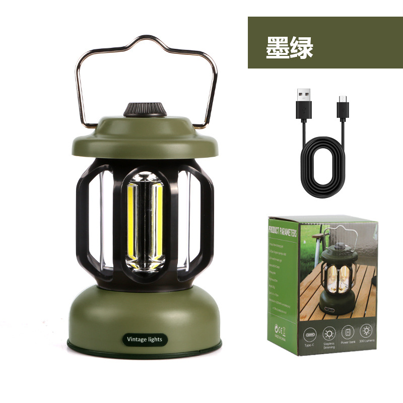 leopard new retro barn lantern typec fast charge tent light camping lamp home analog brightness adjustment outdoor camping lantern details Picture