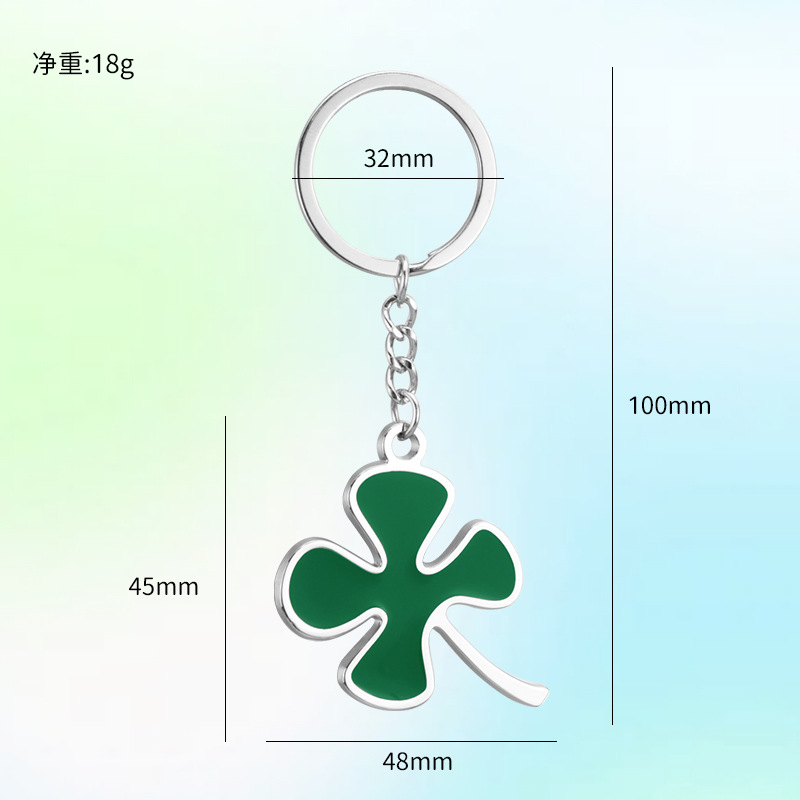 lucky four-leaf clover metal car key ring valentines' day small gift pendant cute succulent plant keychain Item Picture