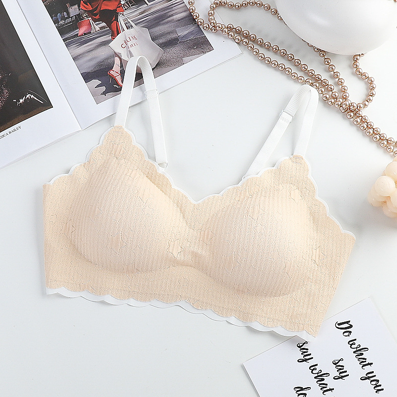 one-piece ice silk seamless wireless push up plus size strap lace beautiful back adjustable sports underwear women's bra Specification drawing