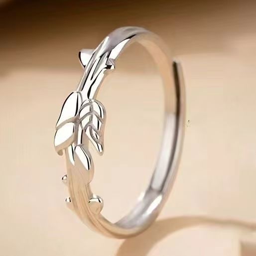 wheat and rose ring couple couple rings student version couple rings couple girlfriends' gift couple must match all-matching details Picture