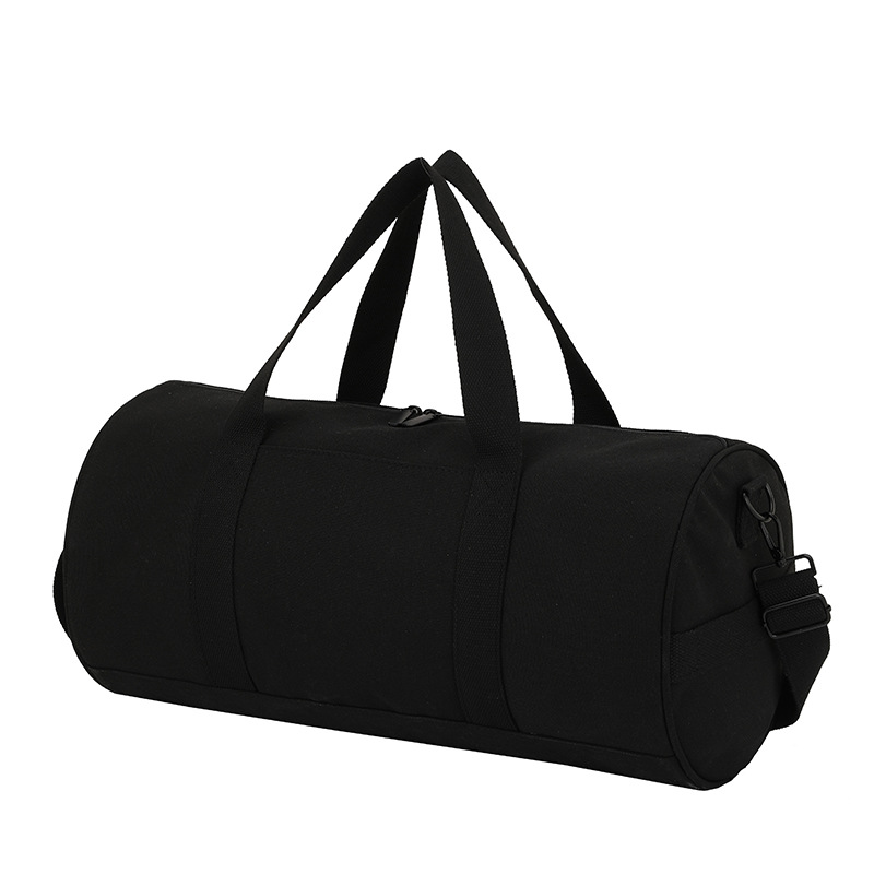 new canvas traveling bag handbag outdoor cylinder gym bag letter contrast color shoulder messenger bag custom logo Item Picture