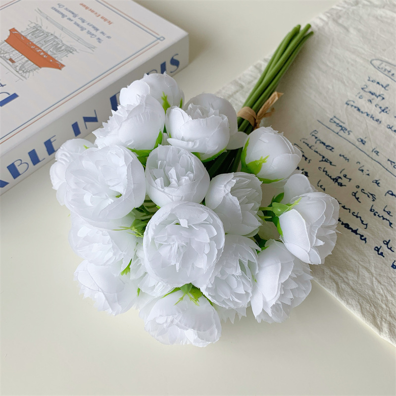 douyin online influencer hot sale 27 small peony bouquet plus bottle artificial/fake flower furnishings living room decoration full figure