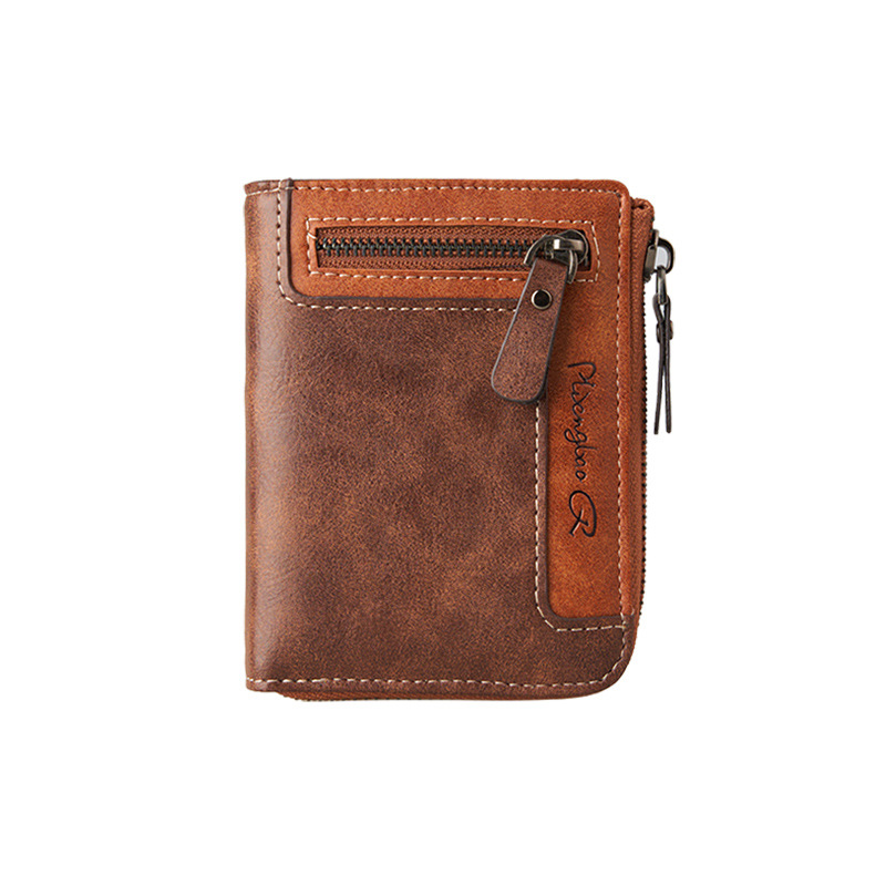 cross-border men's wallet high-grade short certificate card holder wallet men's zipper casual leather coin purse wallet details Picture