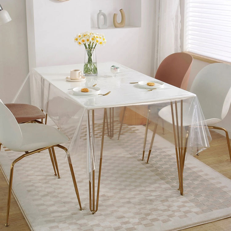 amazon hot 0.13mm transparent pvc straight edge oilproof and heatproof tablecloth living room coffee table dustproof tablecloth wholesale full figure