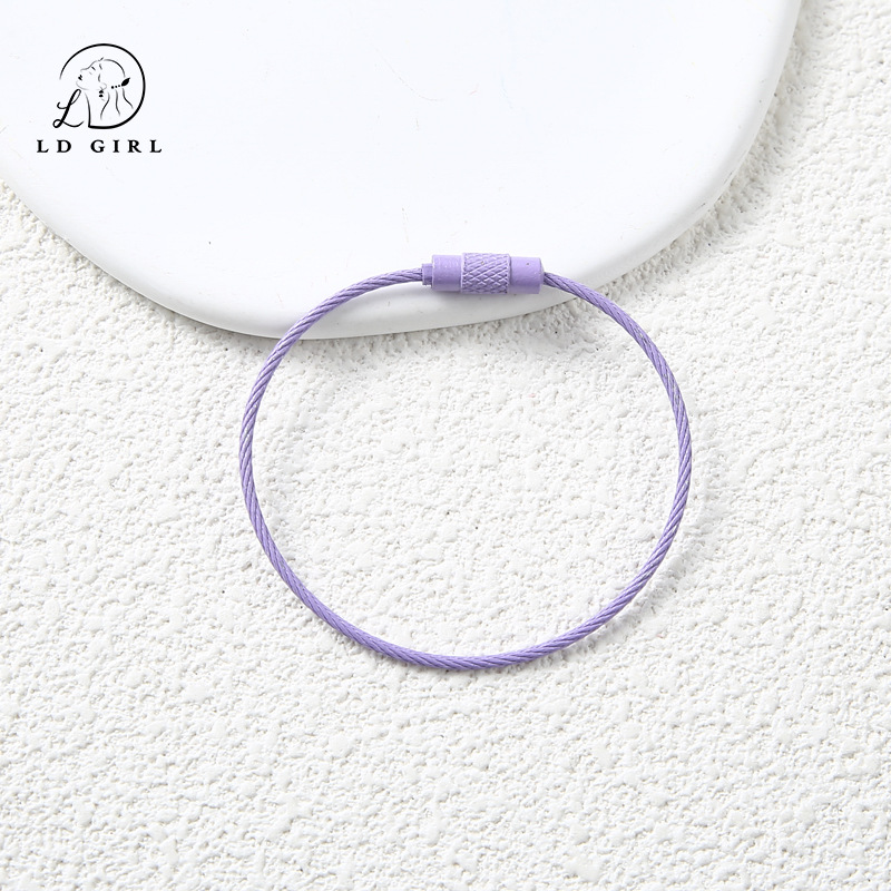 candy color colored wire rope ring diy keychain accessory accessories girl heart ins key ring circle tag hanging buckle Item Picture