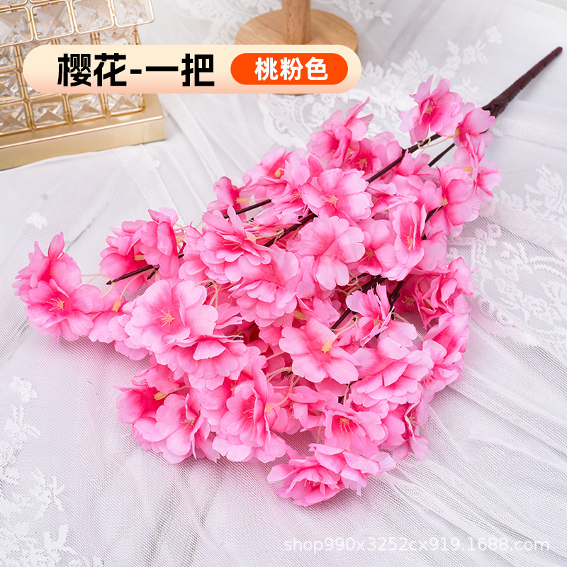 simulation peach branches fake plum blossom cherry blossom pieces of dried flowers for living room decorative silk flower fake flower for wedding plastic flowers engineering Item Picture