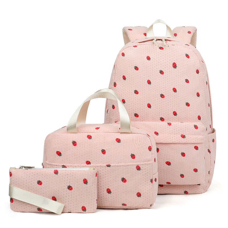 wholesale cross-border new arrival teenagers schoolbag corduroy printing primary school high school and college student backpack computer bag Item Picture