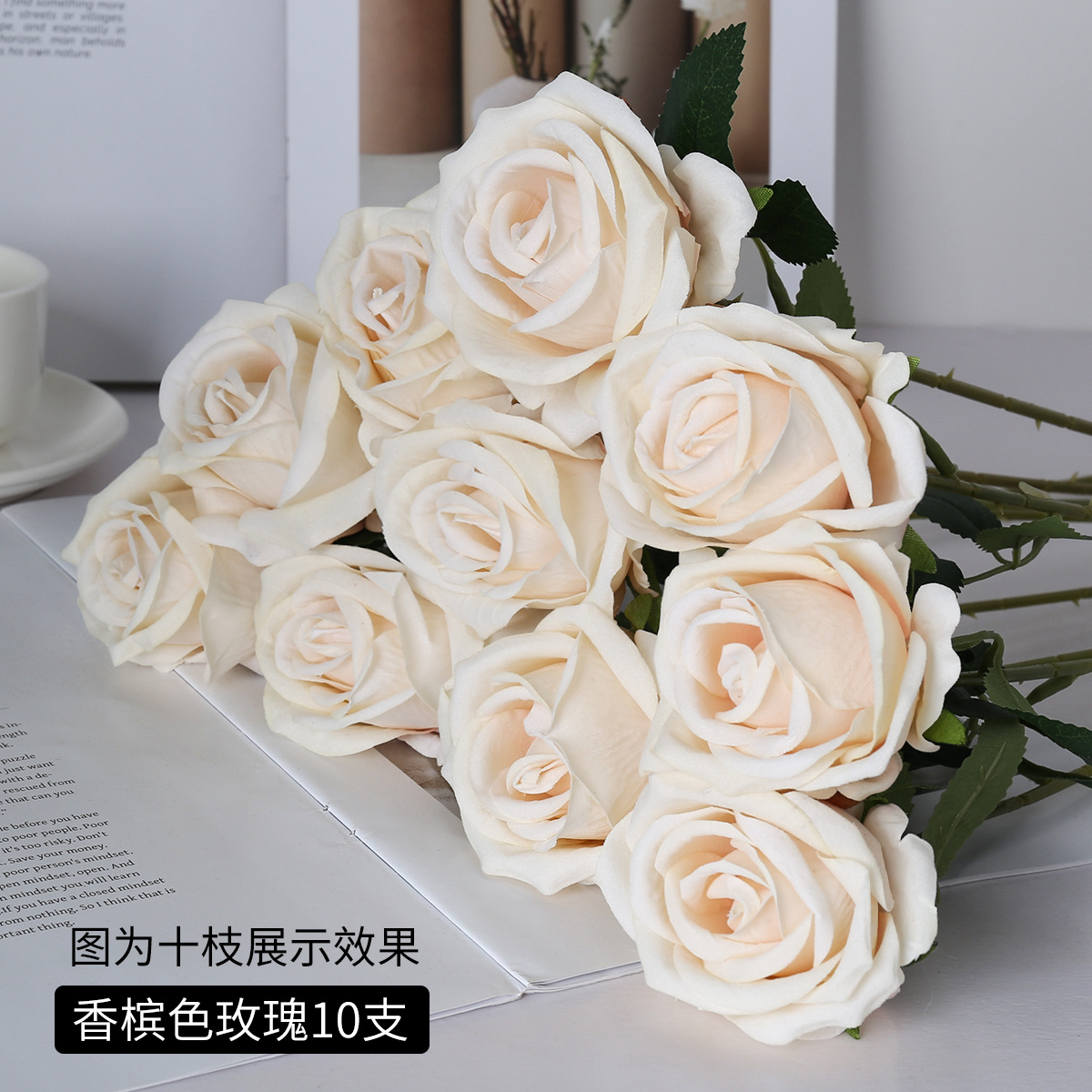 artificial rose valentine's day plastic bouquet home decoration fake flower flower arrangement in living room and dining table dried flower furnishings & decoration details Picture