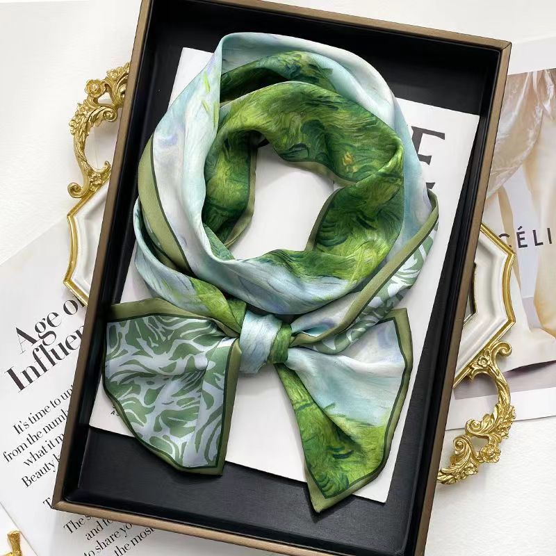 popular long small silk scarf long ornaments scarf satin ribbon business wear with business small scarf women's gifts Specification drawing