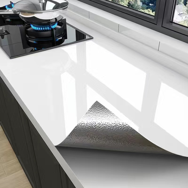 kitchen greaseproof stickers glue-free static kitchen tile oil-proof smoke-proof wall sticker cabinet kitchen oil-proof waterproof wallpaper details Picture