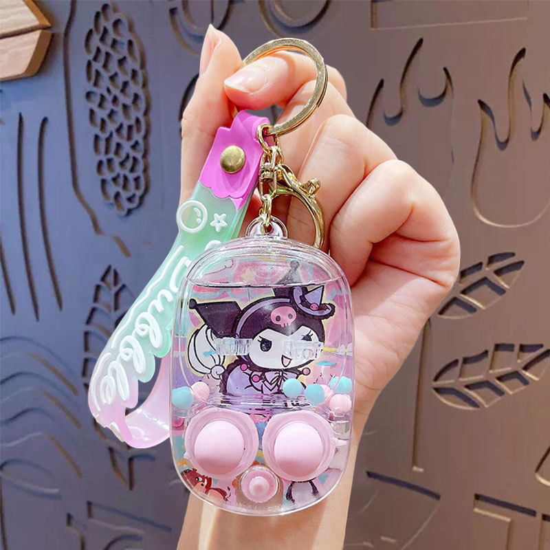 creative decompression game water shooting keychain cartoon sanrio car key chain schoolbag pendant small gift Application Scenario