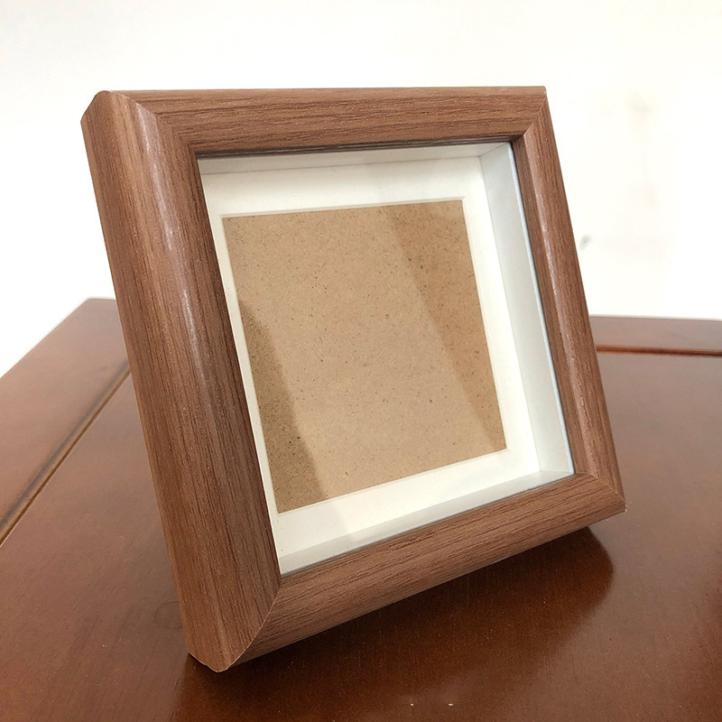 square 4-inch wooden hollow photo frame crayon mini picture frame calligraphy diy table setting wooden full figure