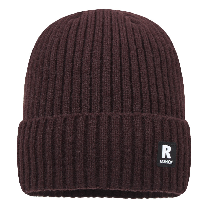 winter men's warm deer plush knitted hat outdoor cold-proof sleeve cap dome wool hat decorative letters full figure