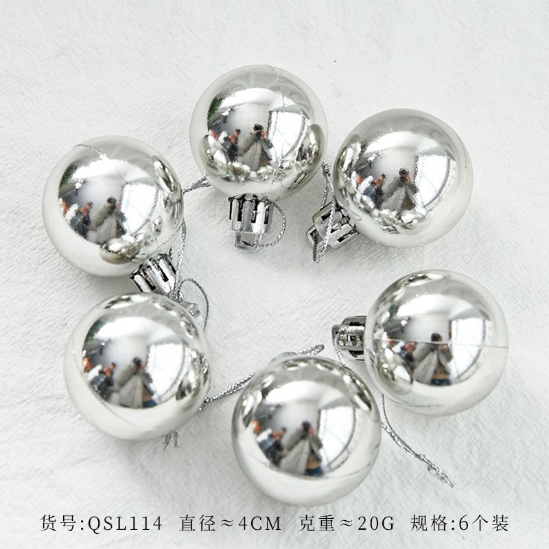 factory direct sales christmas ball christmas tree pendant electroplated silver wedding ornaments plastic hanging ball decorative supplies in stock full figure