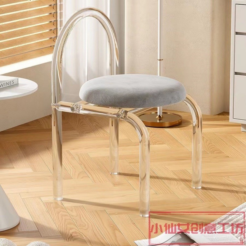 internet celebrity dressing table makeup chair acrylic transparent chair bedroom balcony fairy chair little red book recommendation dining chair Application Scenario