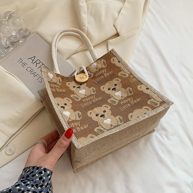 cute bear lunch box lunchbox bag 2022 summer new fashion out hand bag ins shoulder bag Specification drawing