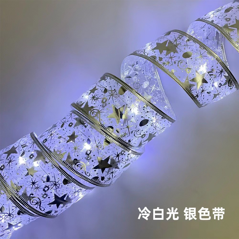 cross-border new arrival led copper wire light ribbon lighting chain bow ribbon silk lighting chain christmas tree props decorative lights Specification drawing