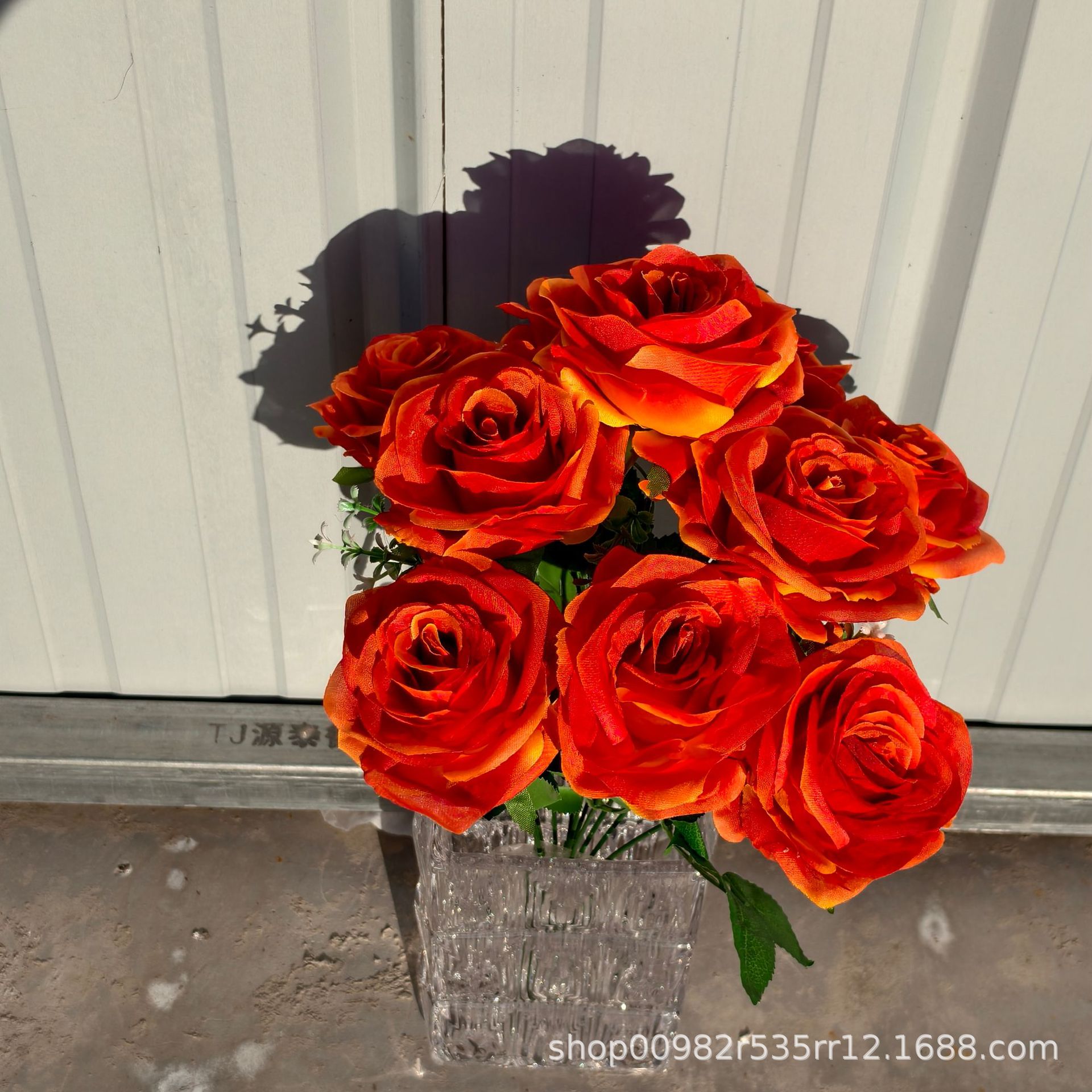 factory wholesale 10 heads emulational rose flower wedding wedding hall decoration rose fake flower foreign trade cross-border western rose full figure