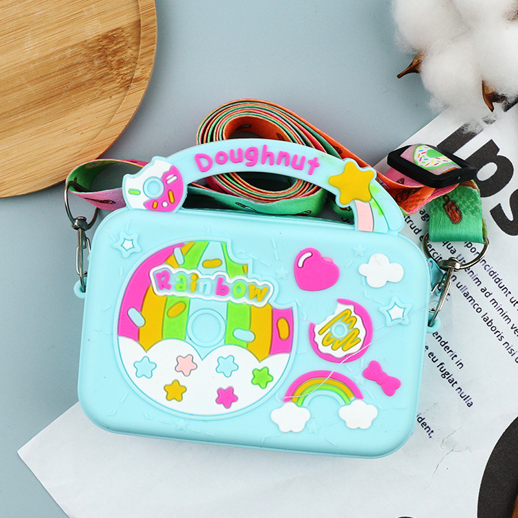 cartoon tote kid's messenger bag cute mini bag women's high sense silicone coin purse storage earphone bag Item Picture