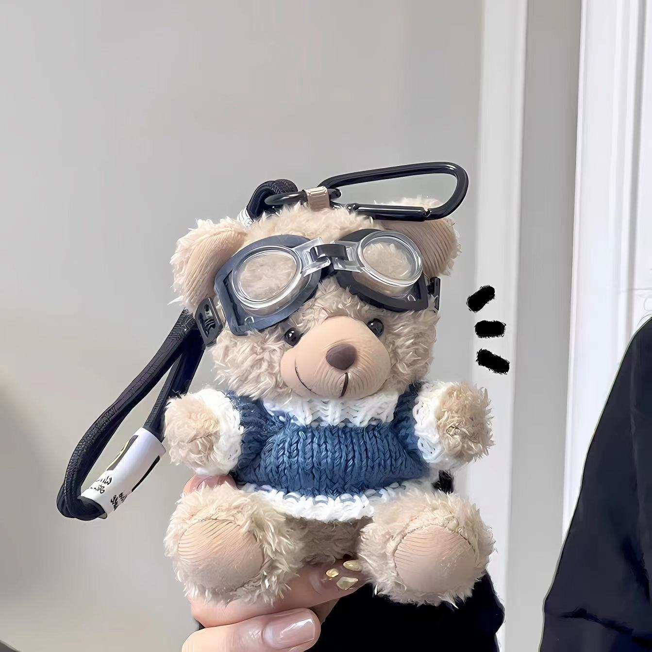 ins internet celebrity pilot bear plush pendant creative doll cute bear doll keychain bag charm gift full figure