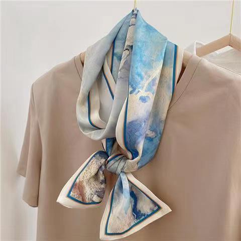popular long small silk scarf long ornaments scarf satin ribbon business wear with business small scarf women's gifts Item Picture