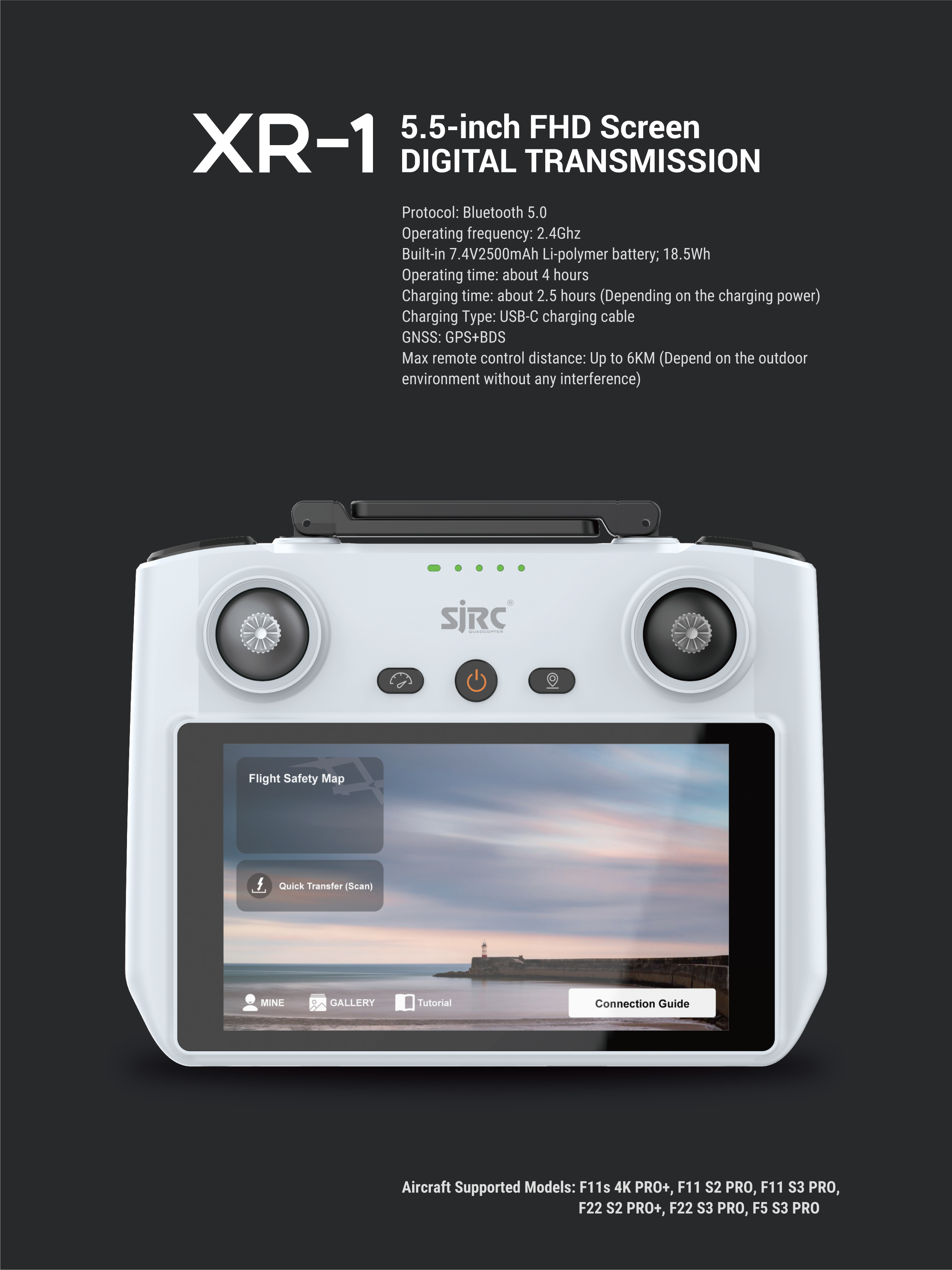 SJRC 世季科技/5.5英寸高清带屏遥控器XR-1/5.5-inch Remote controller产品图