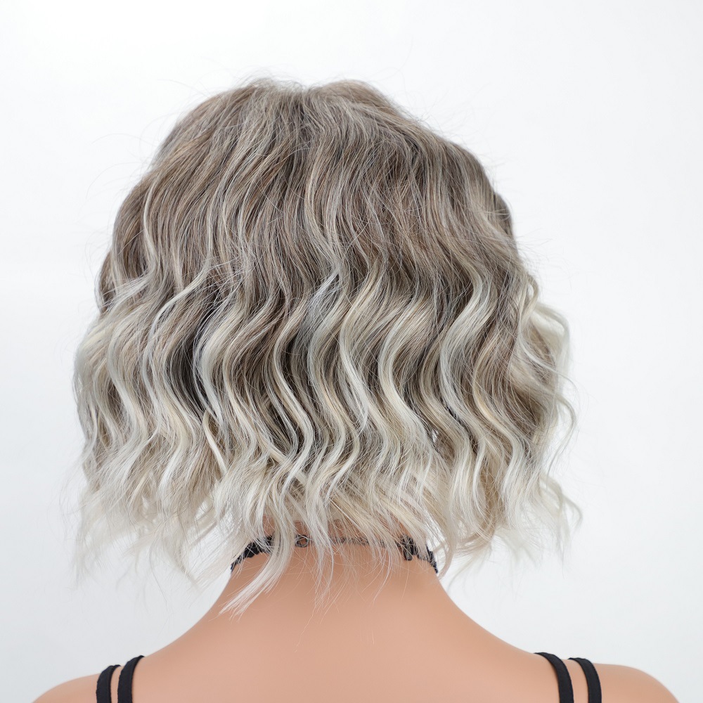 foreign trade cross-border european and american ladies wig dyed mid-length curly hair one piece dropshipping xuchang factory supply wigs details Picture