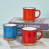 spray point ceramic cup colorful raindrop glaze bamboo bottom ceramic cup imitation enamel mug wood pad tea cup mug full figure