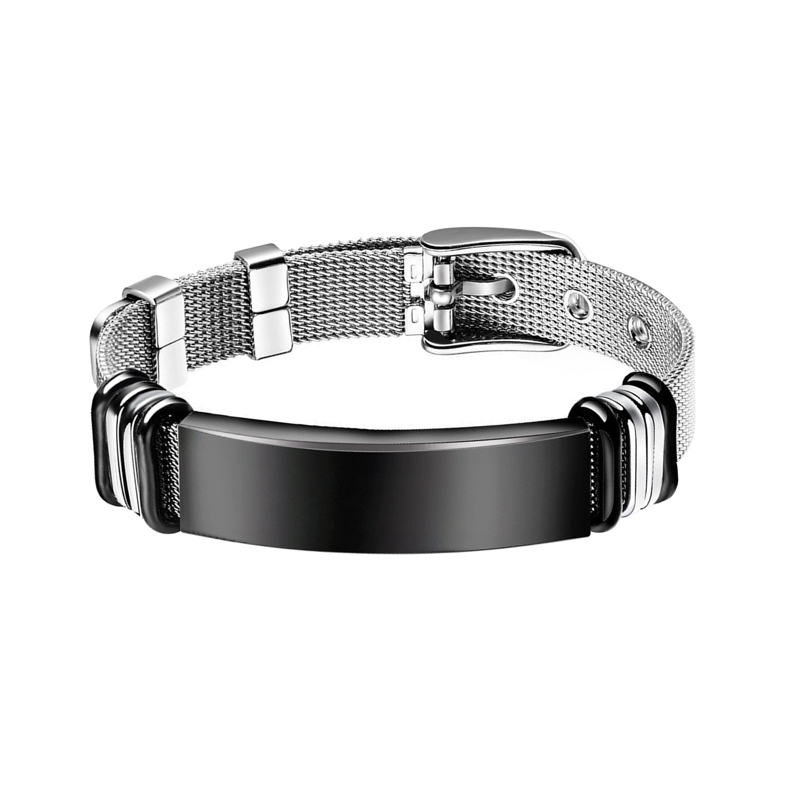 aliexpress xiyin popular european and american simple jewelry twist weave leather bracelet stainless steel bracelet engraved logo details Picture