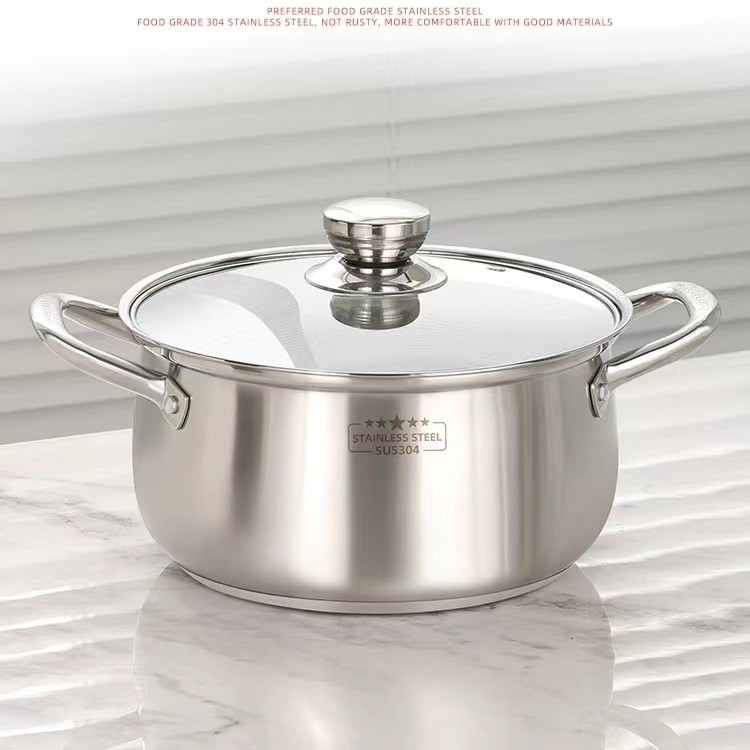 304 stainless steel soup pot single handle milk pot household noodle pot stainless steel gift pot induction cooker small soup pot details Picture